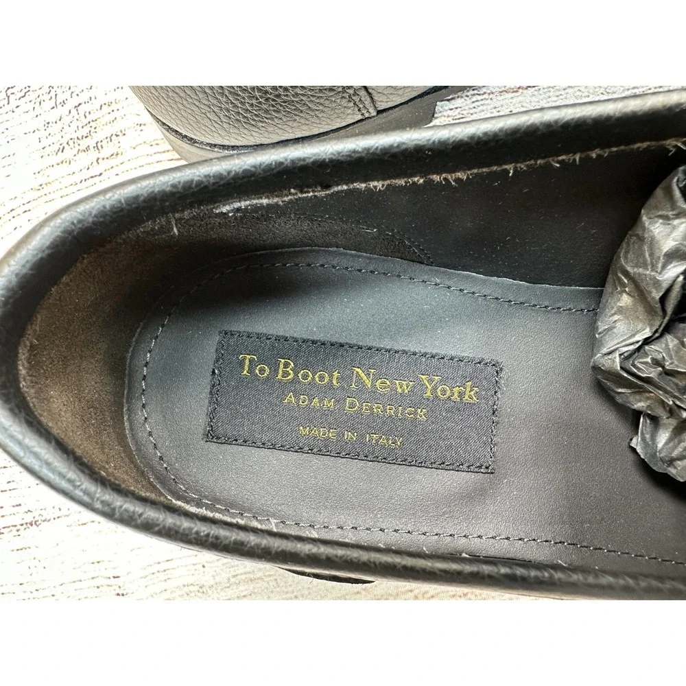 To Boot New York Adam Derrick Men's Black Pebbled Leather Loafers Size 10.5